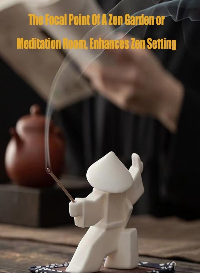 EAEDMY EAEMDY Samurai Figure Figurine Japanese Warrior Statue Decor for Table Room, Incense Holder for Stick Burner Incense Stick Holder, Kongfu Tea Pet Decoration (1.White B+C) - Image 5